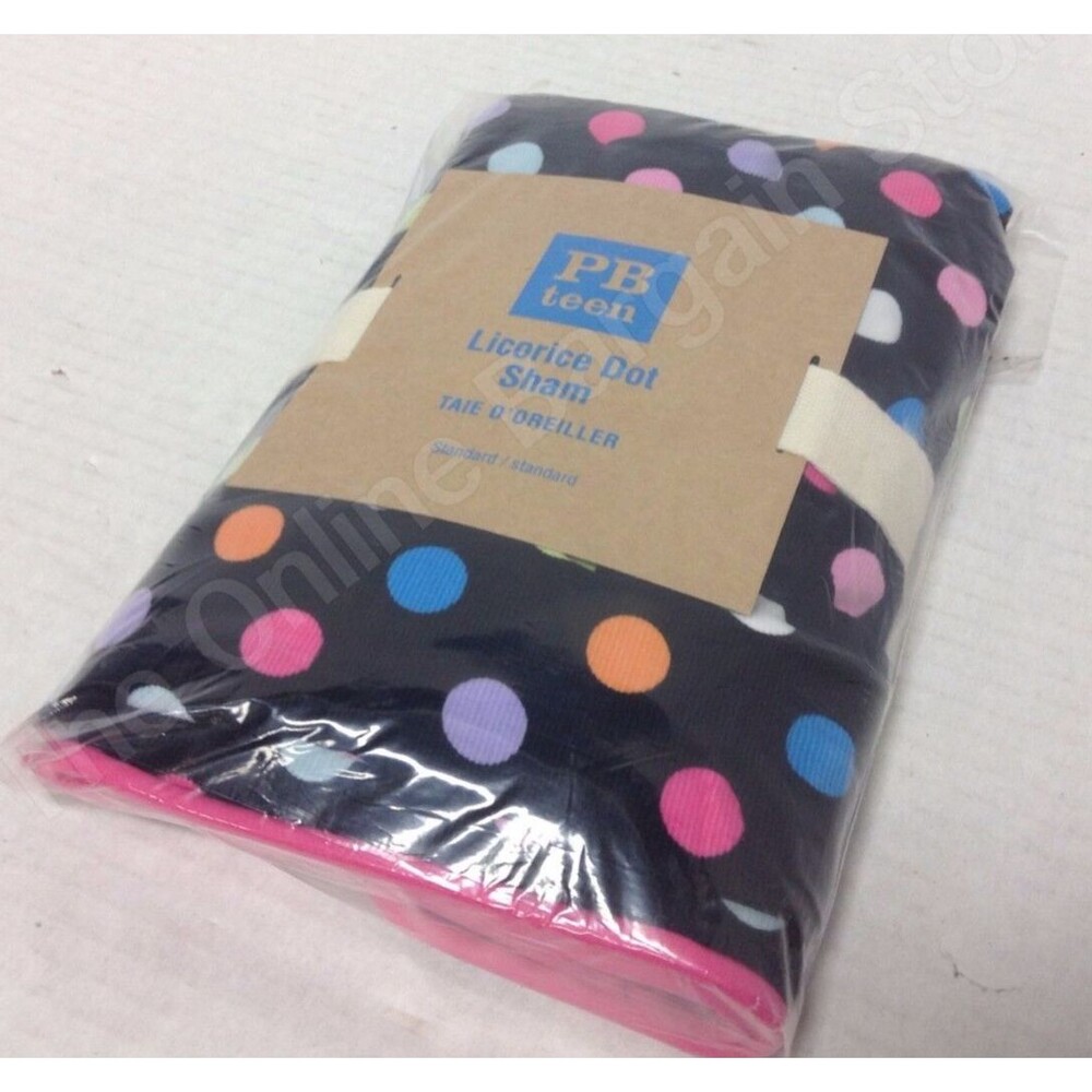 Pottery Barn Teen Coco Dot Bed Bedroom Dorm Pillow Sham Standard BLACK Licorice